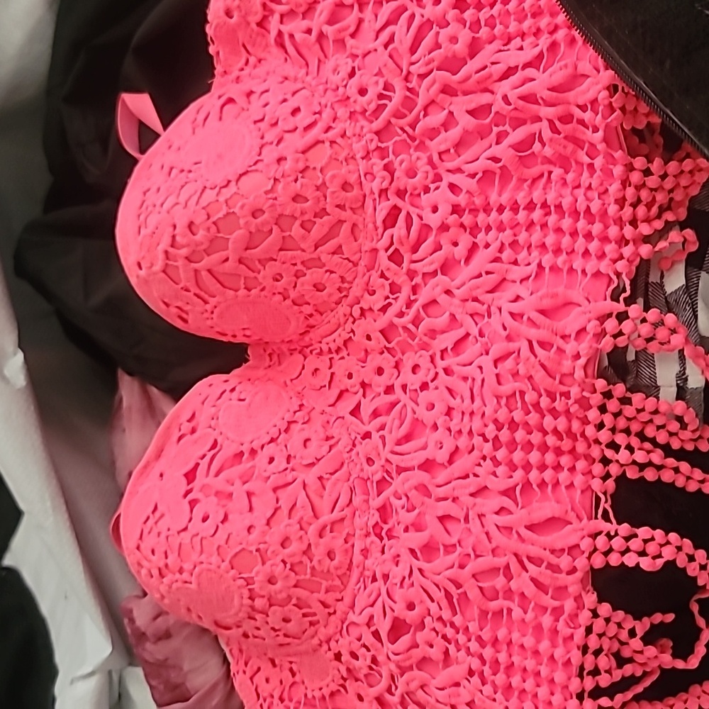 JUJU*BE Bright Pink Corset Flower Embroidery Size Large